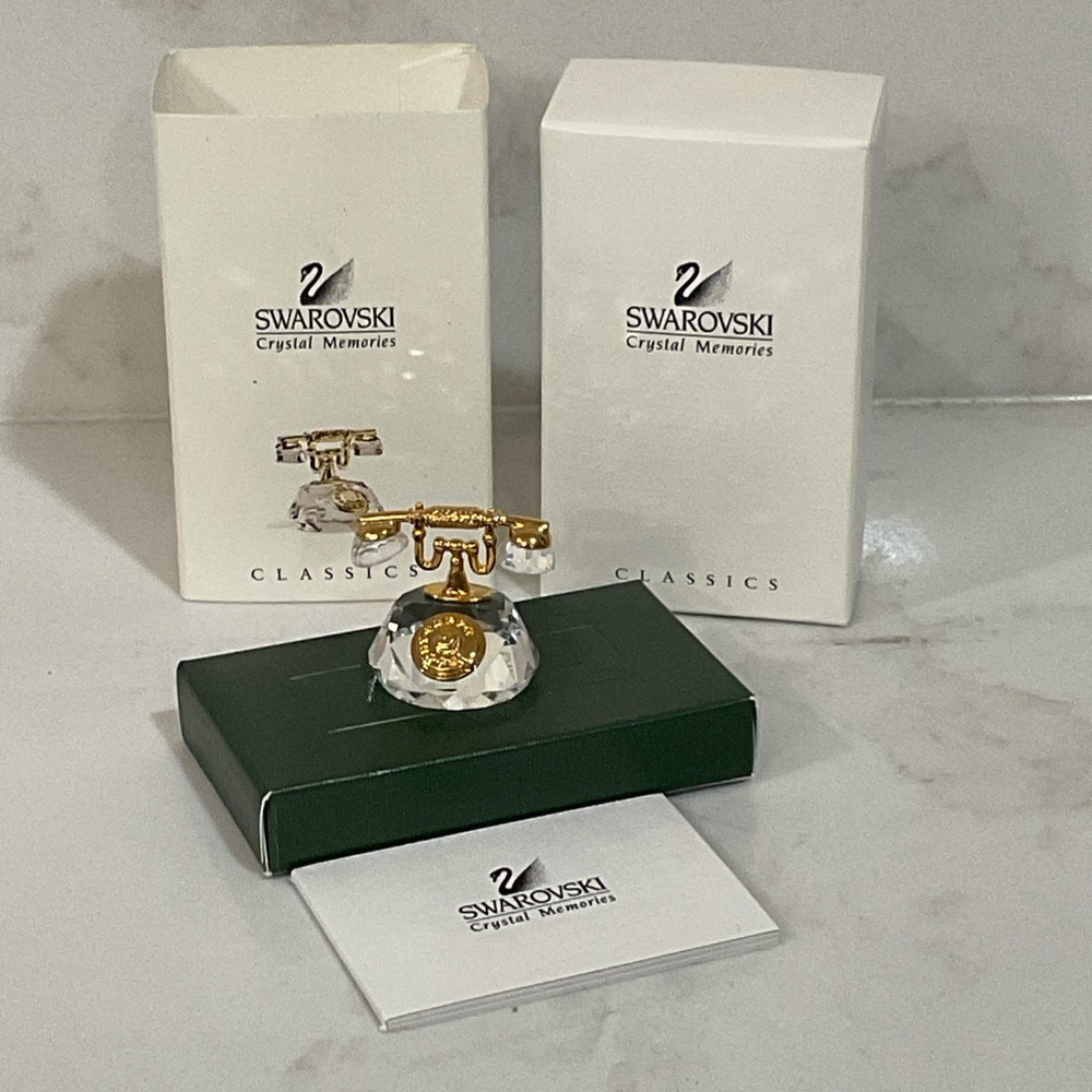 Retired Swarovski Crystal Memories Rotary Telephone – #180408 – Original Box